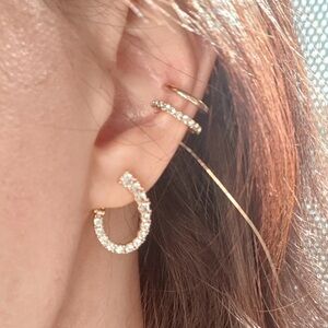 Rose Gold Plated Full Zirconia Half Open Curve Earrings